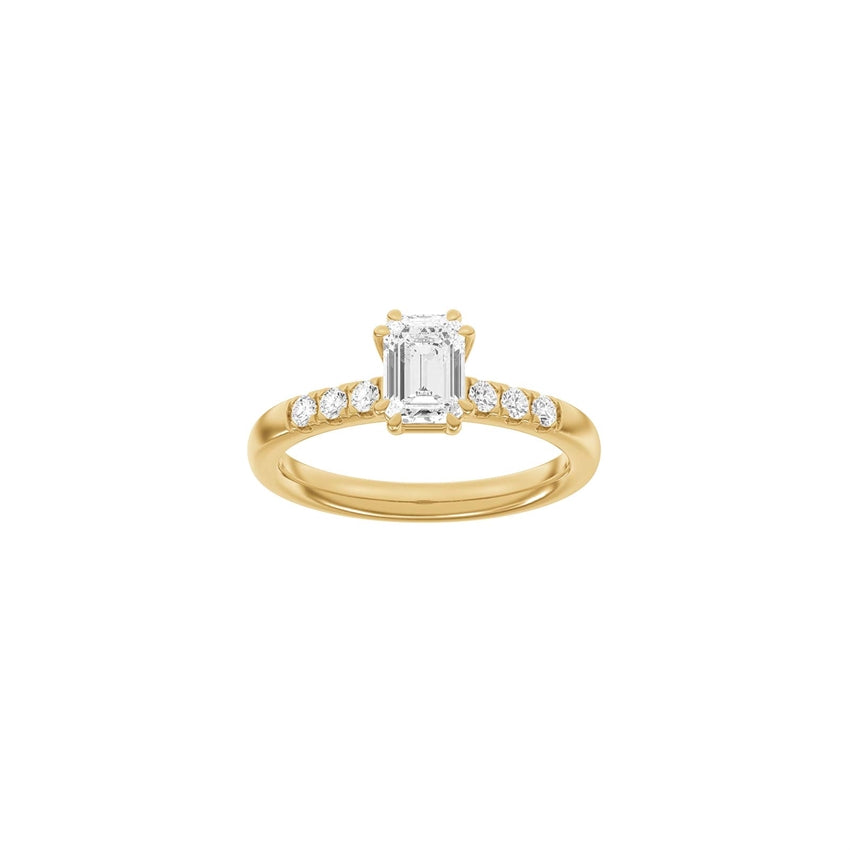 Siersbøl firkantet ring i 14 kt guld med 1,2 ct lab-diamanter